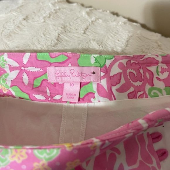 Lilly Pulitzer Pink, Green & White Sealife Patch print vintage skort - Size 10 - Picture 4 of 4